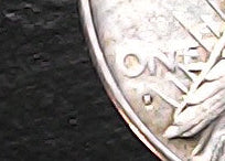 Peace Dollar S mint mark detail