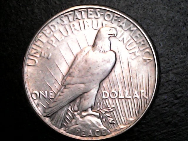 One Dollar silver dollar Peace with eagle emblem and ‘S’ inscription
