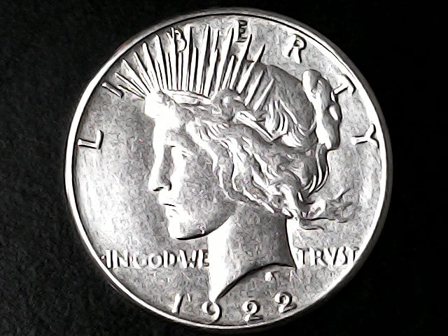 1922 Silver Peace dollar  with 'Liberty' and 'In God We Trust' inscriptions