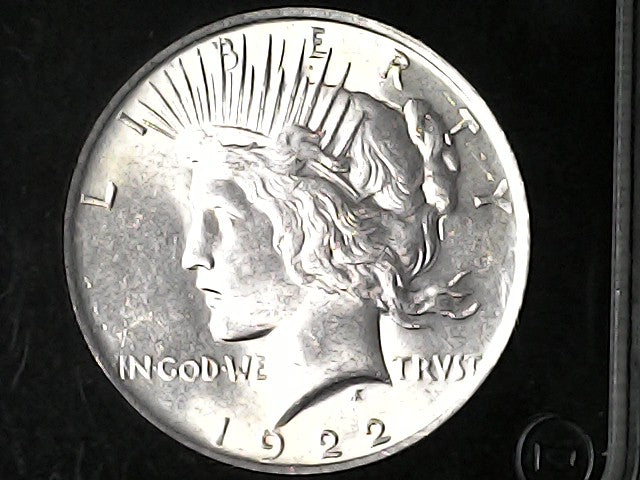 Silver 1922 Peace Dollar with 'In God We Trust'  and 'LIBERTY' inscription 