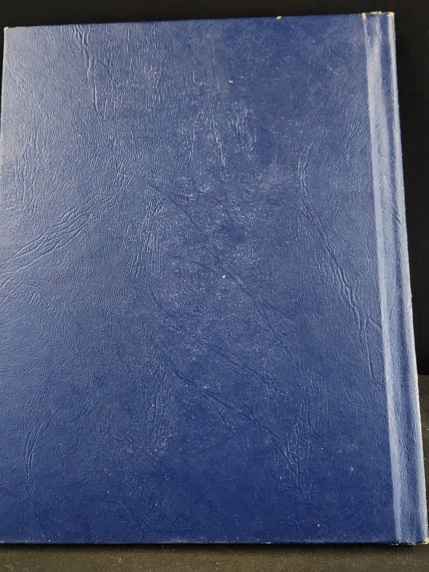 Blue textured rectangular Peace Book on a black background