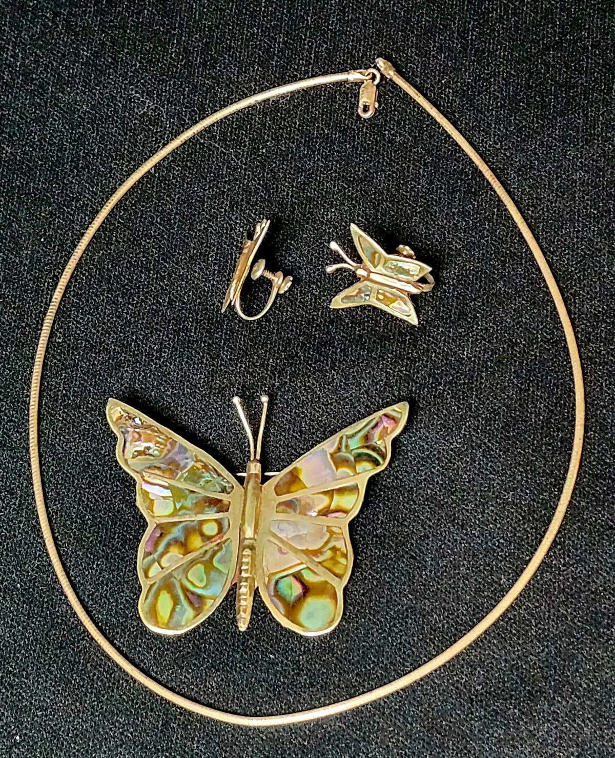 Sterling Butterfly, necklace and clip-on earrings